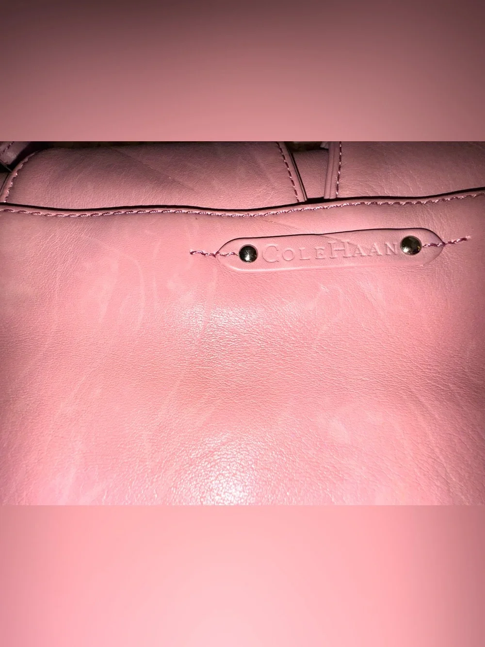Cole Haan Vintage Mauve Pink Leather Double Pocket Shoulder Bag EUC